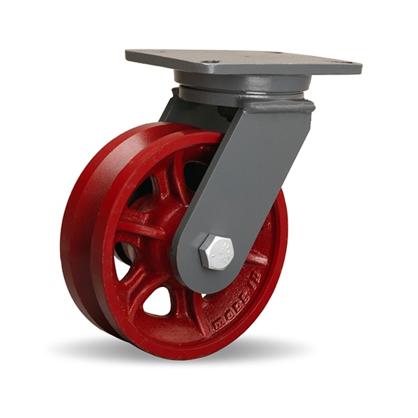 Hamilton Champion Swivel Caster, 8" x 2-1/2" Metal V-Groove Wheel, 1" Straight Roller Bearing S-CH-8VH - main