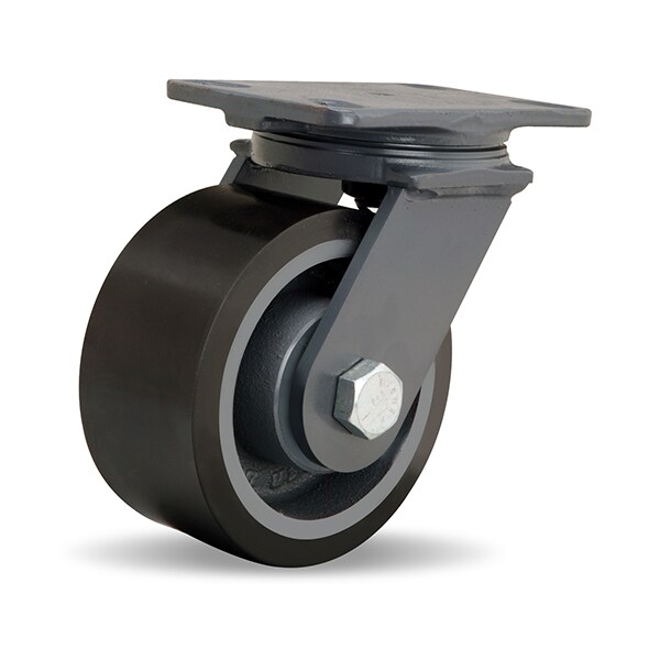 Hamilton Extended Service Swivel Caster, 6" x 3" Duralast XC Polyurethane (70D) on Cast Iron Wheel S-ES-63DB70 - main