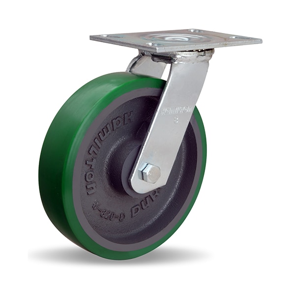 Hamilton General Service Swivel Caster, 8" x 2" Duralast Polyurethane (95A) on Cast Iron Wheels S-GS-8DB - main