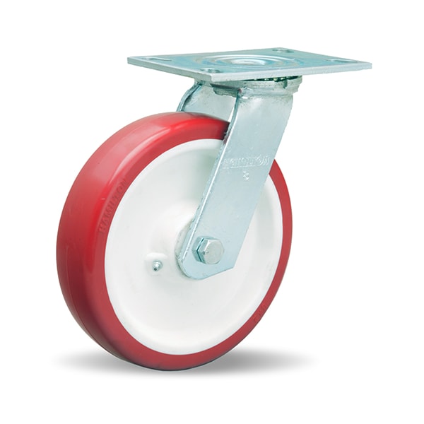 Hamilton General Service Swivel Caster, 8" x 2" Poly-Tech Polyurethane (95A) on Polypropylene Wheel S-GS-8NF - main