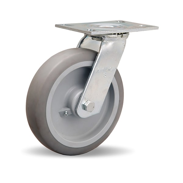 Hamilton General Service Swivel Caster, 8" x 2" Versa-Tech Gray Rubber (65A) on Polyolefin Wheel S-GS-8TE - main