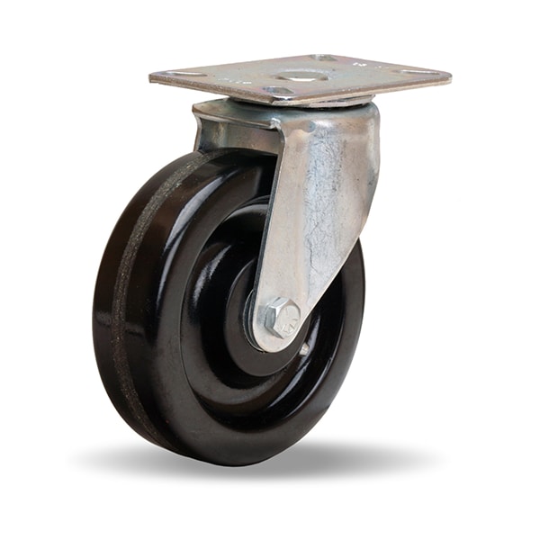 Hamilton Hi-Lo Swivel Caster, 5" x 1 1/2" Plastex Phenolic Wheel, 5/8" Straight Roller Bearing S-HL-5P - main