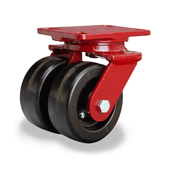 Hamilton Heavy Service Dual-Wheel Swivel Caster, 5" x 2" Plastex Phenolic Wheels, 3/4" Straight Roller Bearing S-HS2-5P - main