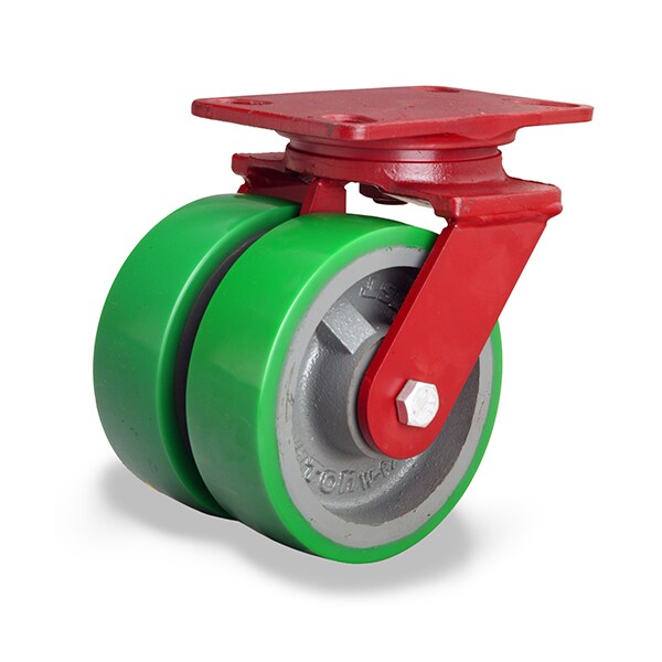 Hamilton Heavy Service Dual-Wheel Swivel Caster, 6" x 2" Duralast Polyurethane (95A) Wheels S-HS2-6DT - main