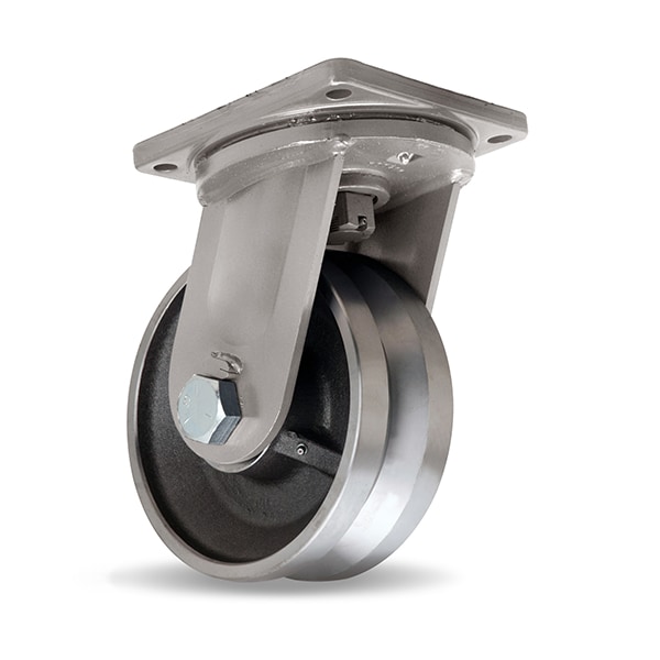 Hamilton Maxi-Duty Swivel Caster, 10" x 4" Forged Steel V-Grooved Wheel, 1 1/2" Straight Roller Bearing S-MD-104FVH - main