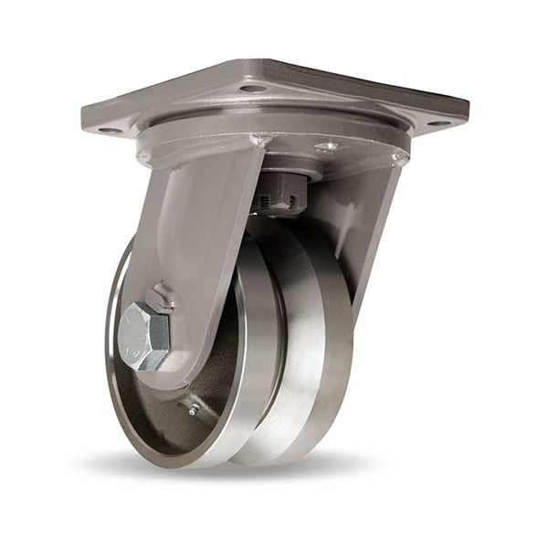 Hamilton Maxi-Duty Swivel Caster, 8" x 4" Forged Steel V-Grooved Wheel, 1 1/2" Straight Roller Bearing S-MD-84FVH - main