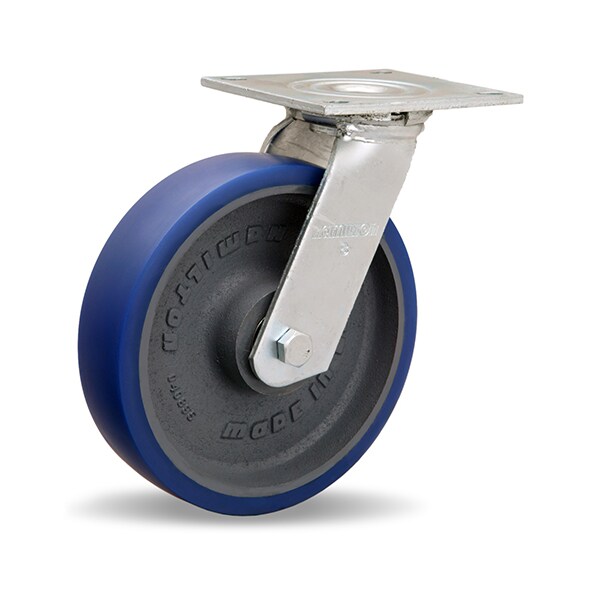 Hamilton Medium Service Swivel Caster, 8" x 2" Ergo-Glide Polyurethane (85A) on Cast Iron Wheels S-MS-8SPB - main