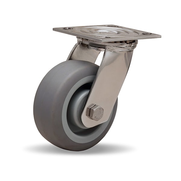 Hamilton Stainless Steel Swivel Caster, 5" x 2" Versa-Tech Gray Rubber on Polyolefin Wheel, 3/4" Delrin Bearing S-STA-5TEZ - main