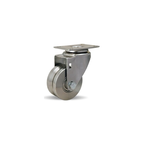 Hamilton Stainless Steel Swivel Caster, 3" x 1 3/8" Stainless Steel V-Grooved Wheel, 1/2" Delrin Bearing S-STL-3SVZ - main