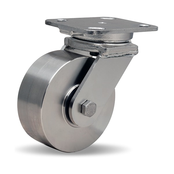 Hamilton Stainless Steel Workhorse Swivel Caster, 5" x 2" Stainless Steel Wheel, 3/4" Delrin, Bearing S-WHS-5SZ - main
