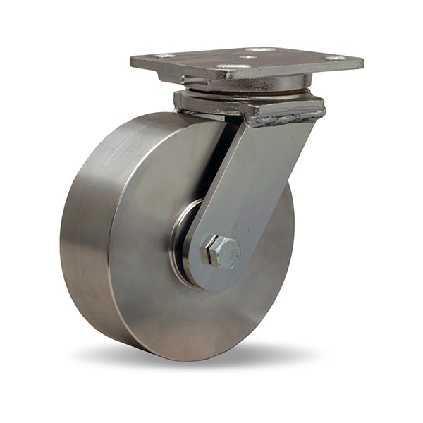 Hamilton Stainless Steel Workhorse Swivel Caster, 6" x 2" Stainless Steel Wheel, 3/4" Delrin, Bearing S-WHS-6SZ - main