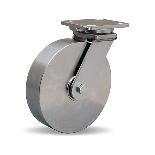Hamilton Stainless Steel Workhorse Swivel Caster, 8" x 2" Stainless Steel Wheel, 3/4" Delrin, Bearing S-WHS-8SZ - main