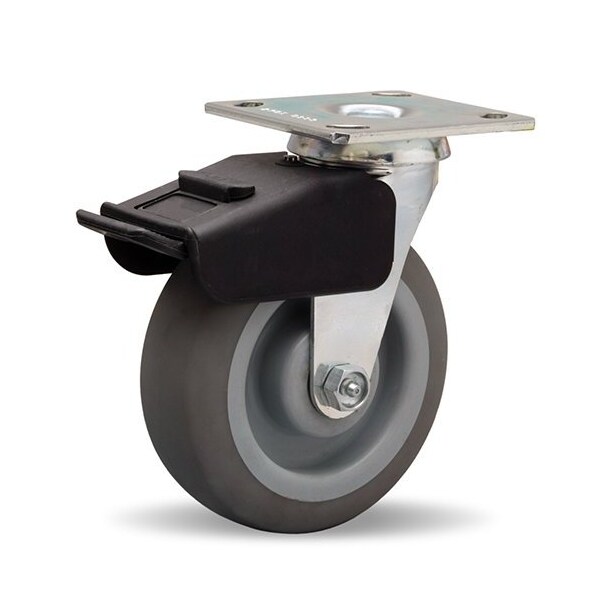 Hamilton Combination Brake Swivel Caster, 6" x 2" Thermoplastic Rubber (654A) on Polyolefin Wheel S-BC-6TE - main