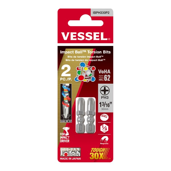 Vessel IMPACT BALL Torsion Bit PH3x30, PK2 IBPH330P2 - main