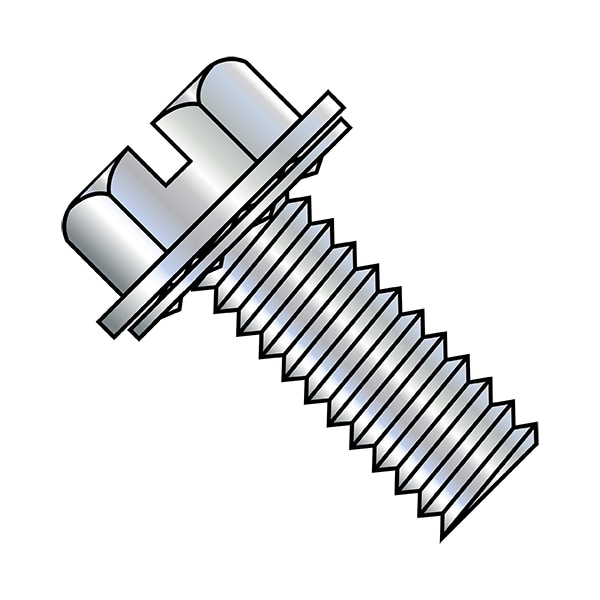 Zoro Select #10-32 x 1/2 in Slotted Flange Hex Machine Screw, Zinc Plated Steel, 5000 PK 1108ISW - main