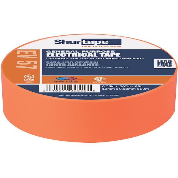 Shurtape Electrical Tape, Orange, 3/4"X66Ft 200787 - main