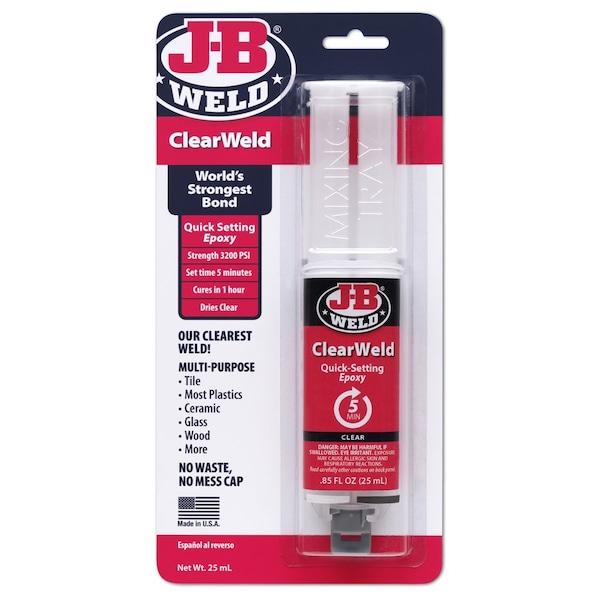 J-B Weld Clearweld Syringe, 25Ml, 50112 JBW50112 | Zoro