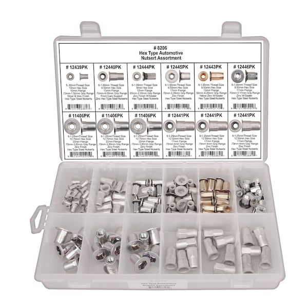 Disco Nutsert Assort, Automotive, 8 Szs, 120 pcs. 8206 Zoro