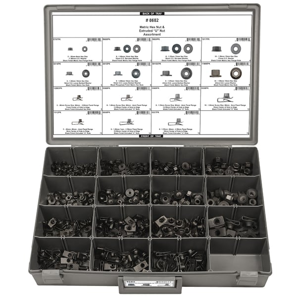 Disco Metric Hex Nut/U Nut Assortment, 457 PCS 8682 Zoro
