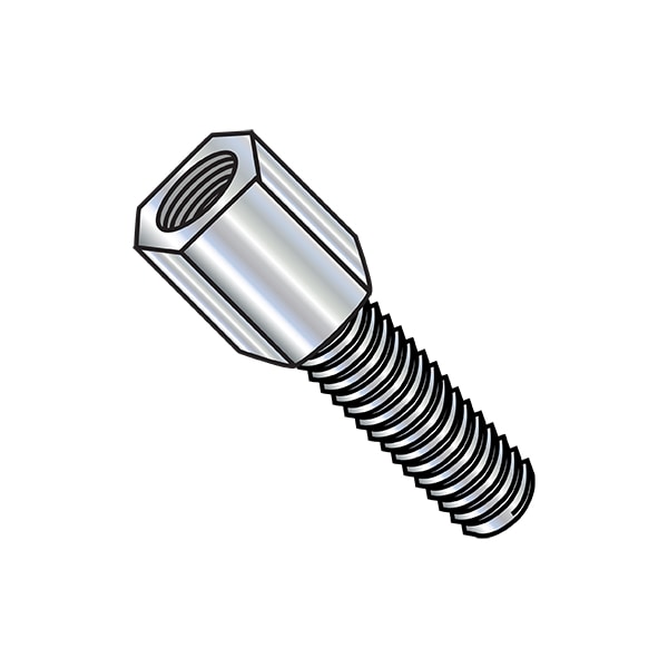 Zoro Select Jack Screw Standoff, 440 Thrd Sz, 3/8 in L, Steel Zinc