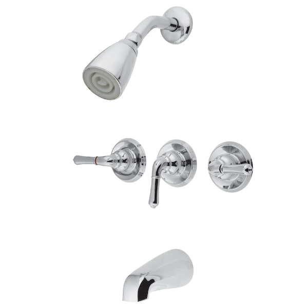 Kingston Brass Tub and Shower Faucet, Polished Chrome, Wall Mount KB231 - main