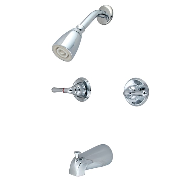 Kingston Brass Tub and Shower Faucet, Polished Chrome, Wall Mount KB241 - main