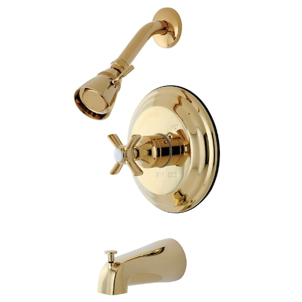Kingston Brass Tub and Shower Faucet, Standard, 3, Wall Mount, Polished Brass KB2632ZX - main