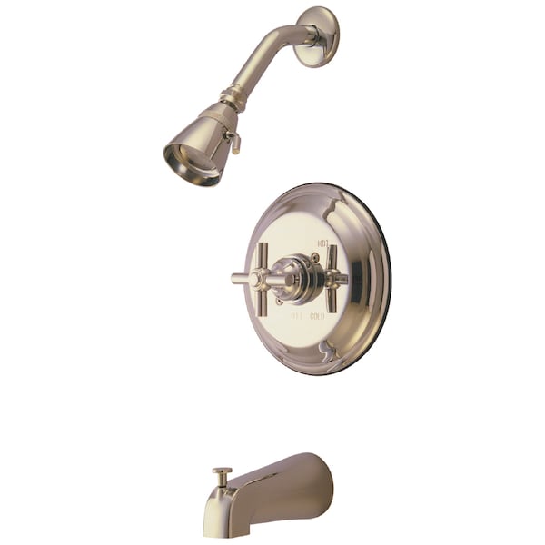 Kingston Brass Tub and Shower Faucet Brushed Nickel, Wall Mount KB2638EXT - main