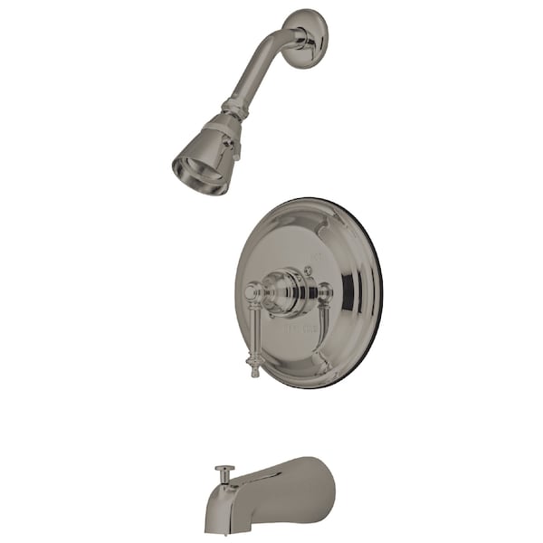 Kingston Brass Tub and Shower Faucet, Standard, 3, Wall Mount, Brushed Nickel KB2638TL - main
