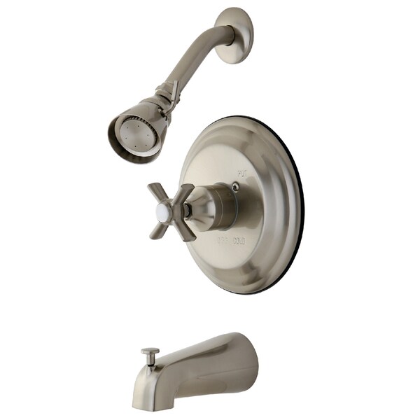 Kingston Brass Tub and Shower Faucet, Standard, 3, Wall Mount, Brushed Nickel KB2638ZX - main