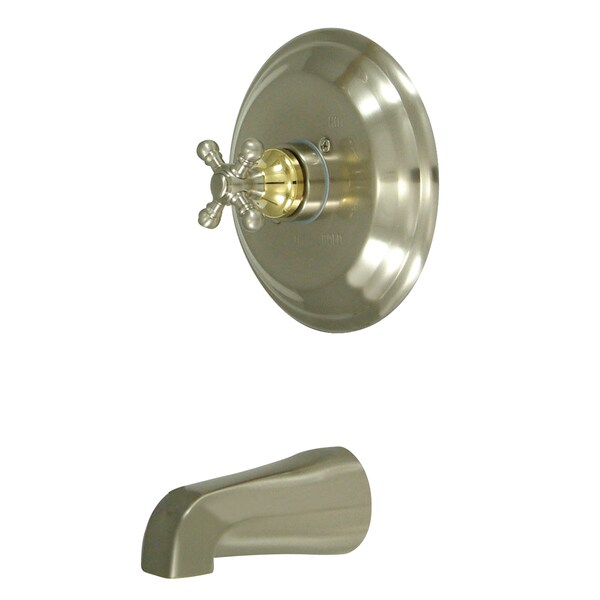 Kingston Brass Tub and Shower Faucet, Standard, 2, Wall Mount, Brushed Nickel/Polished Brass KB2639BXTO - main