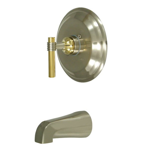 Kingston Brass Tub and Shower Faucet, Standard, 2, Wall Mount, Brushed Nickel/Polished Brass KB2639MLTO - main