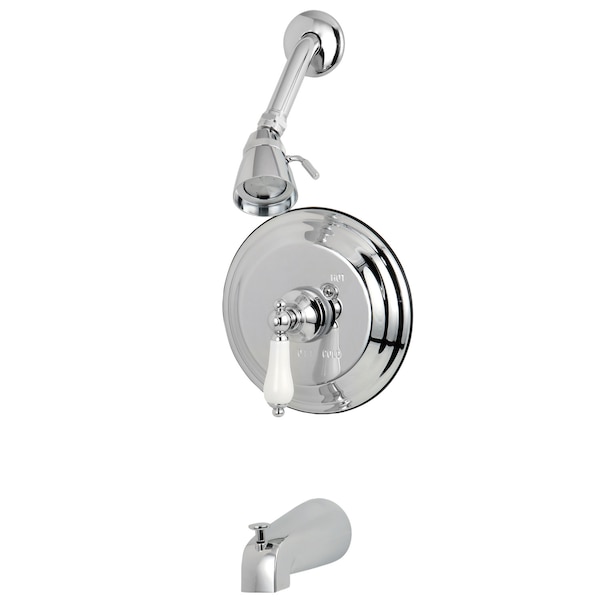 Kingston Brass Tub and Shower Faucet, Standard, 3, Wall Mount, Polished Chrome KB3631PL - main