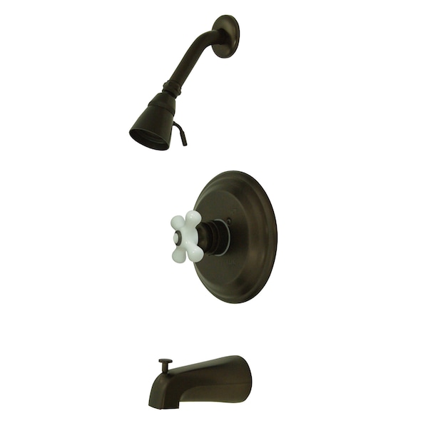 Kingston Brass Tub and Shower Faucet, Standard, 3, Wall Mount, Oil Rubbed Bronze KB3635PX - main