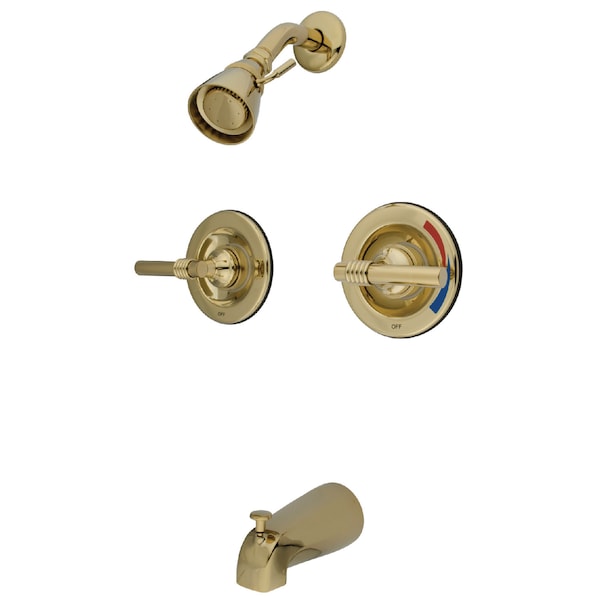 Kingston Brass Tub and Shower Faucet, Polished Brass, Wall Mount KB662ML - main