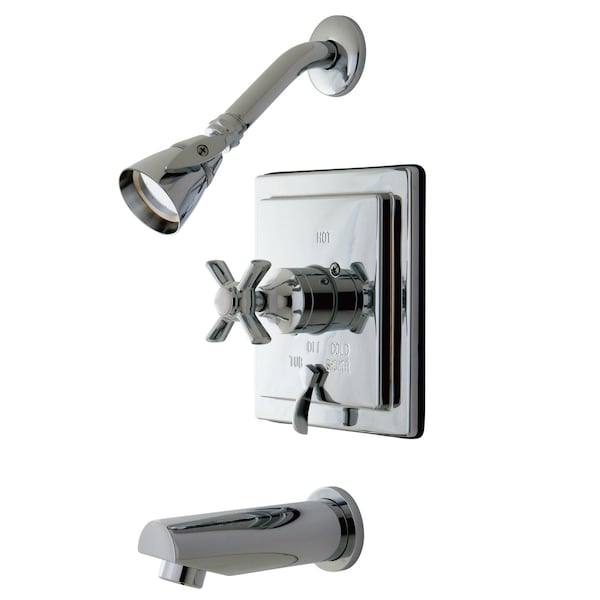 Kingston Brass Tub and Shower Faucet, Standard, 3, Wall Mount, Polished Chrome KB86510ZX - main