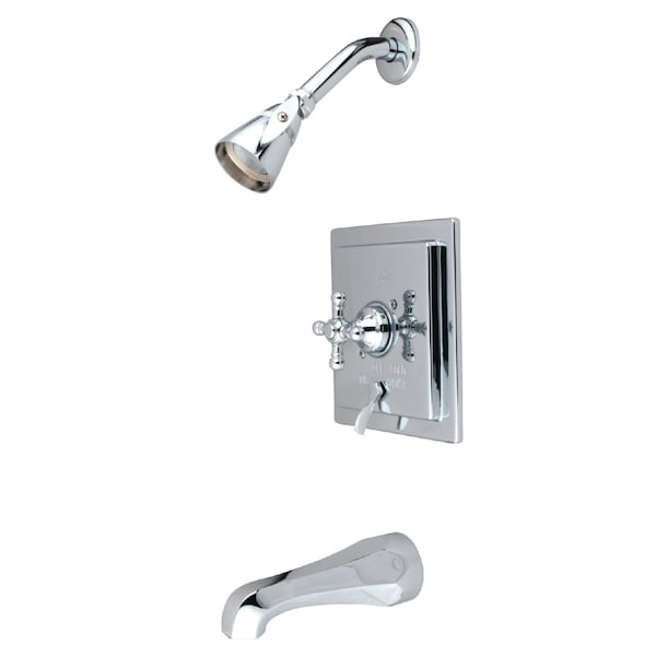 Kingston Brass Tub and Shower Faucet, Standard, 3, Wall Mount, Polished Chrome KB86514BX - main