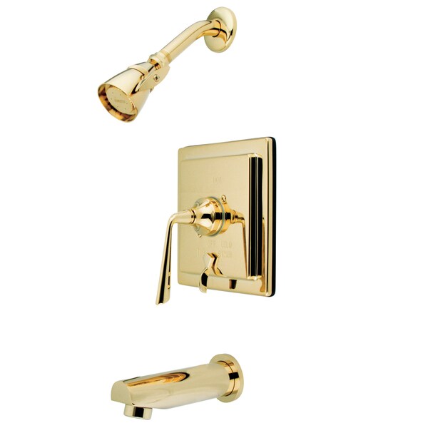 Kingston Brass Tub and Shower Faucet, Standard, 3, Wall Mount, Polished Brass KB86520ZL - main