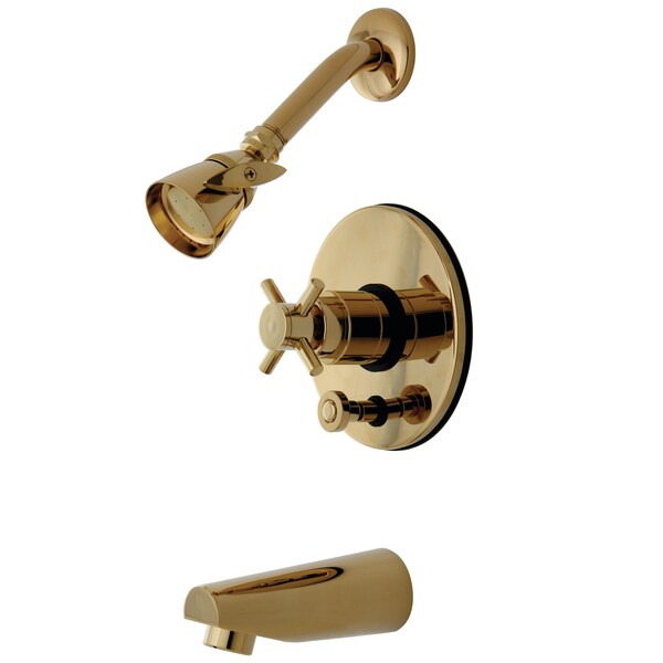 Kingston Brass Tub and Shower Faucet, Standard, 3, Wall Mount, Polished Brass KB86920DX - main