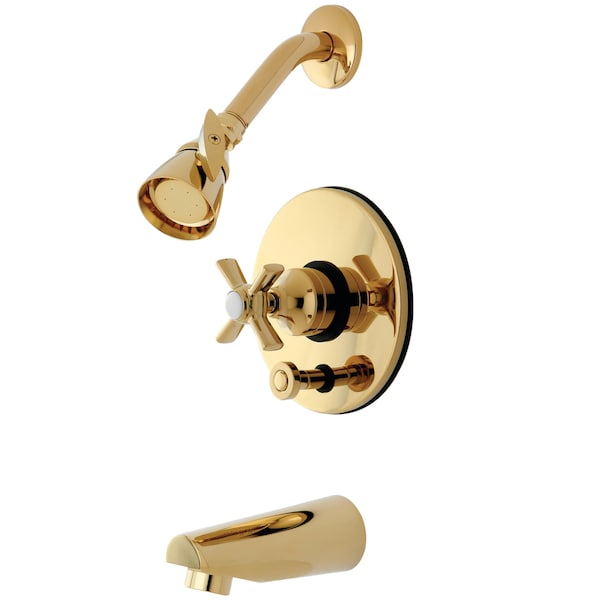 Kingston Brass Tub and Shower Faucet, Standard, 3, Wall Mount, Polished Brass KB86920ZX - main