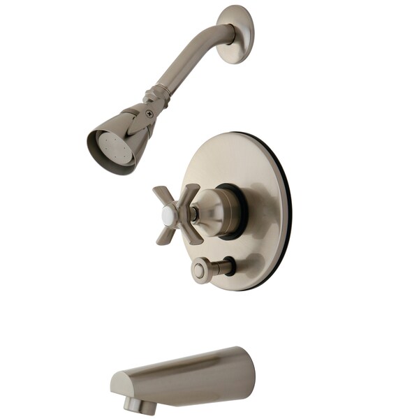 Kingston Brass Tub and Shower Faucet, Standard, 3, Wall Mount, Brushed Nickel KB86980ZX - main