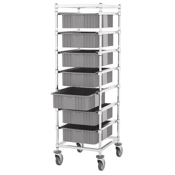 Irsg Bin Cart with (7) 22 in x 17 in x 6 in H Gray Bins and Bumpers KC1-2421-63-AE - main