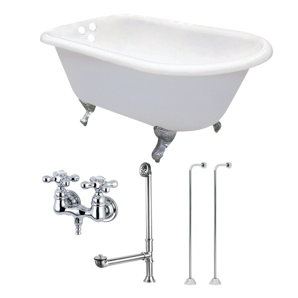 Kingston Brass KCT3D543019C1 54" Cast Iron Clawfoot Tub, 54" L, 30.125" W, White/Polished Chrome, Cast Iron/Brass KCT3D543019C1 - main
