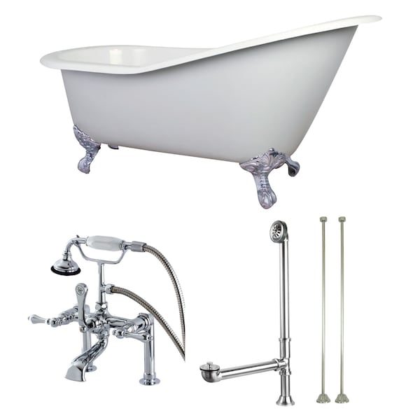 Kingston Brass KCT7D653129C1 62" Clawfoot Tub, w/Fauc, 61.5625" L, 30.5" W, White/Polished Chrome, Cast iron KCT7D653129C1 - main