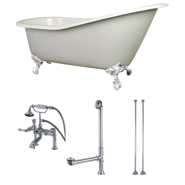 Kingston Brass KCT7D653129CW 62" Cast Iron Clawfoot Tub, 61.5625" L, 30.5" W, White/White, Cast Iron/Brass KCT7D653129CW - main