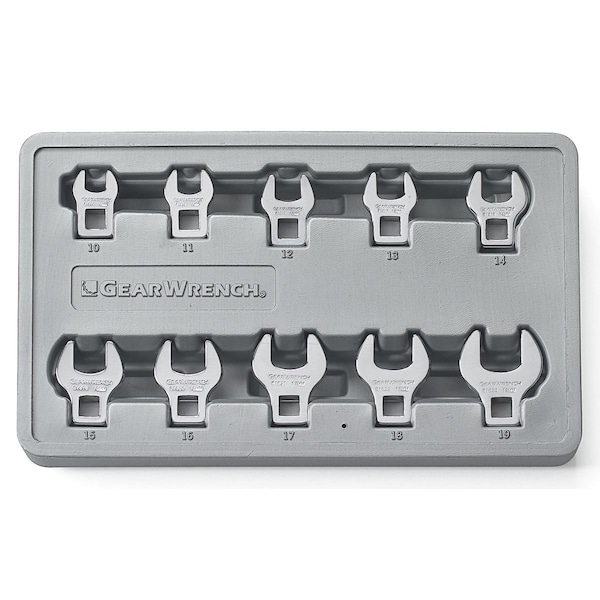 Gearwrench 3/8" Drive, Metric, Metric Crowfoot Wrench Set, 3/8"Dr, 10PCS, Open End, Full Polish Chrome 81909 - main