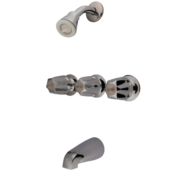 Kingston Brass Tub and Shower Faucet, Polished Chrome, Wall Mount KF110 - main