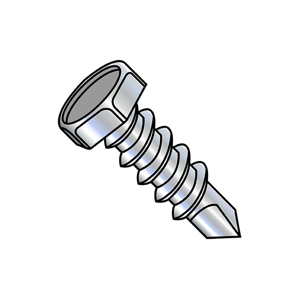 Zoro Select Self-Drilling Screw, 5/16"-12 x 1-1/2 in, Zinc Plated Steel Flange Hex Head External Hex Drive 3124KH - main