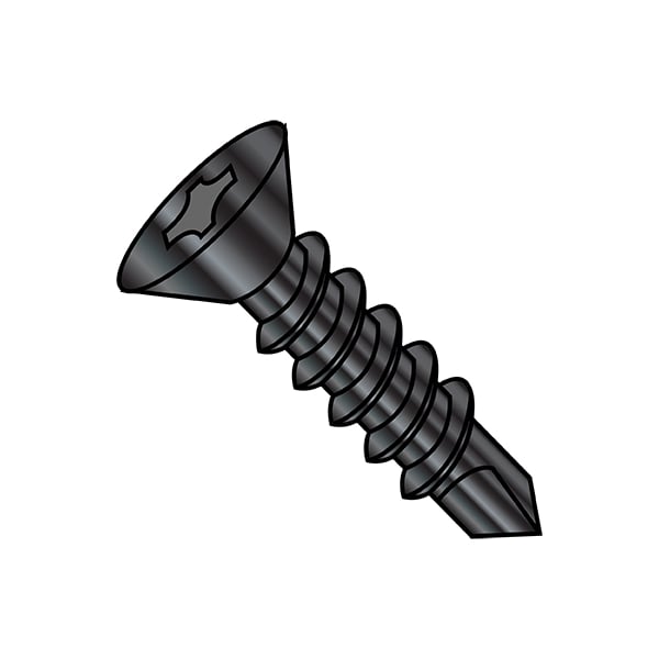 Zoro Select Self-Drilling Screw, #8-18 x 3 in, Zinc Black Steel Flat Head Phillips Drive, 1250 PK 0848KPFBZ - main