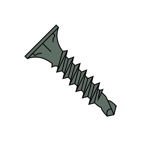 Zoro Select Self-Drilling Screw, #8-18 x 1-1/4 in, Green Steel Wafer Head Phillips Drive, 1000 PK 0820KPFH - main
